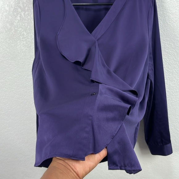 Coldwater Creek Women’s Purple Blouse Long Sleeve Button Down V Neck Sz L(14-16) - Picture 9 of 9
